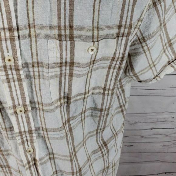 Madison Men's Relaxed Linen Button Down‎ Short Sleeve Shirt Size Large - Picture 4 of 6
